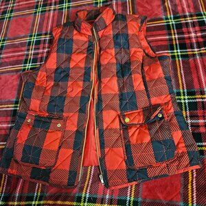 Ladies Red and Black Checkered Vest